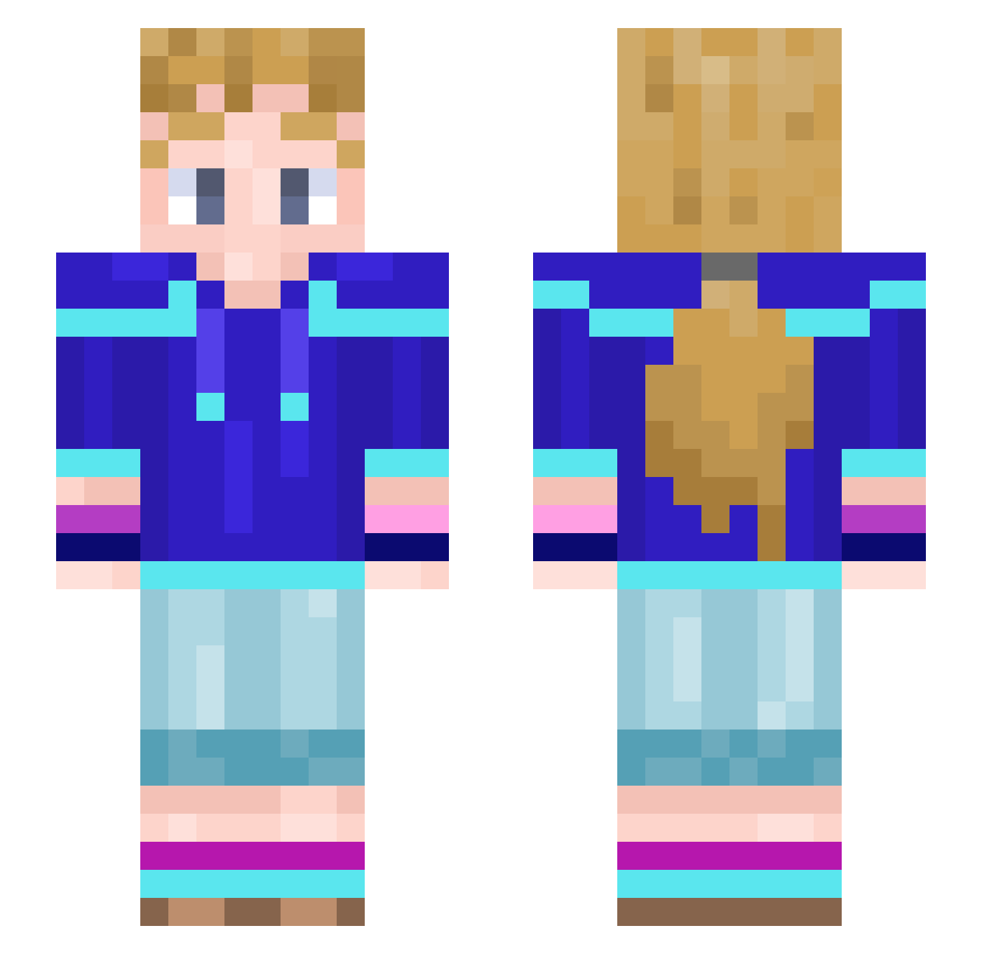 Sahnetroppfen Minecraft skin, front and back view