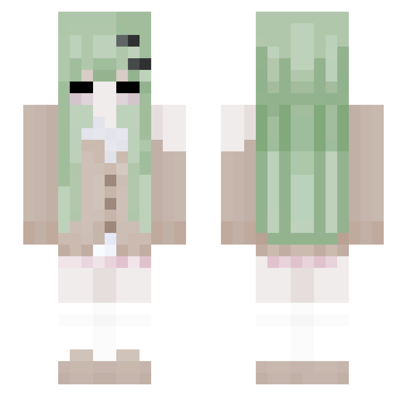 Seabunz Minecraft skin, front and back view