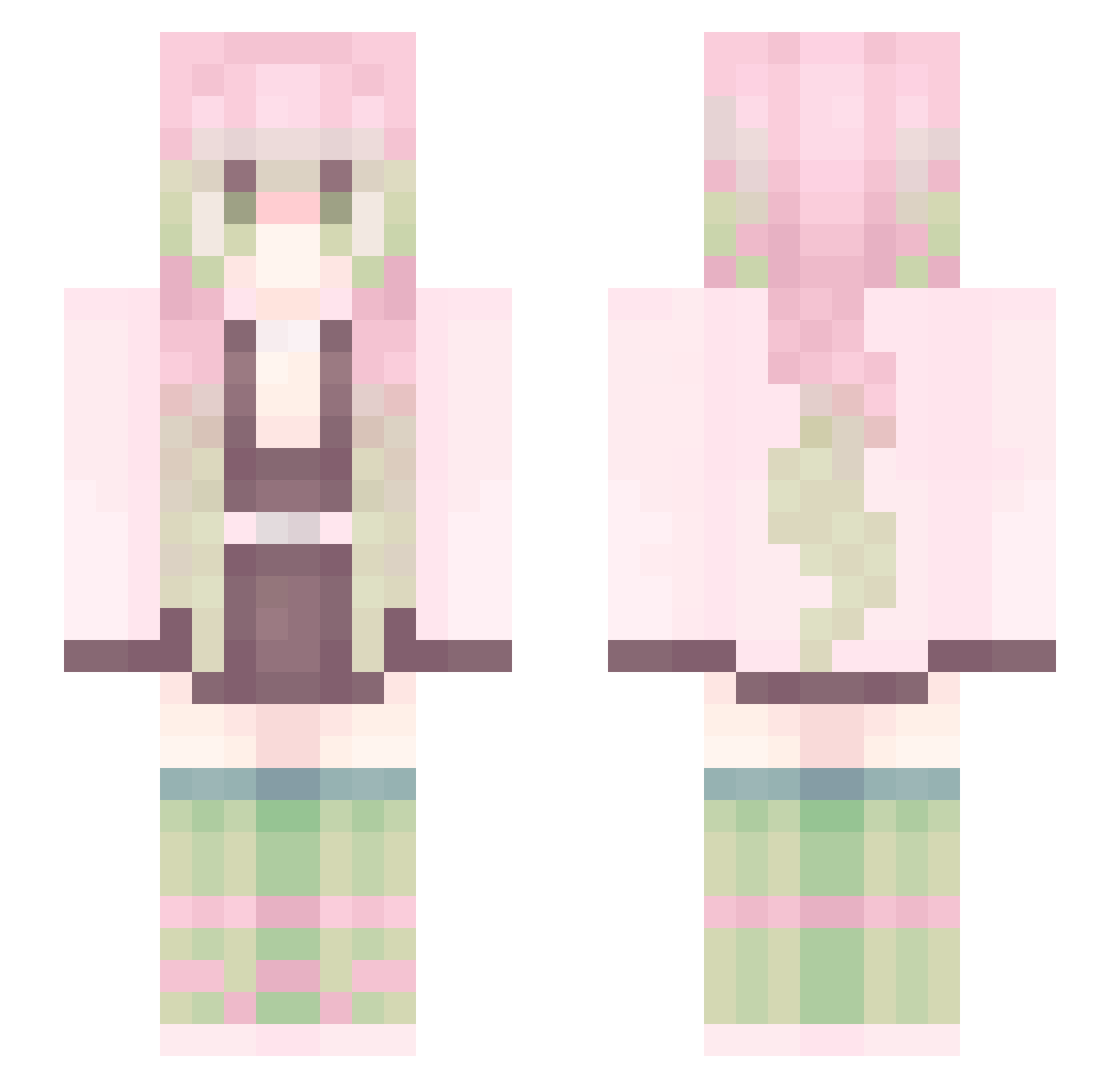 miquyo Minecraft skin, front and back view