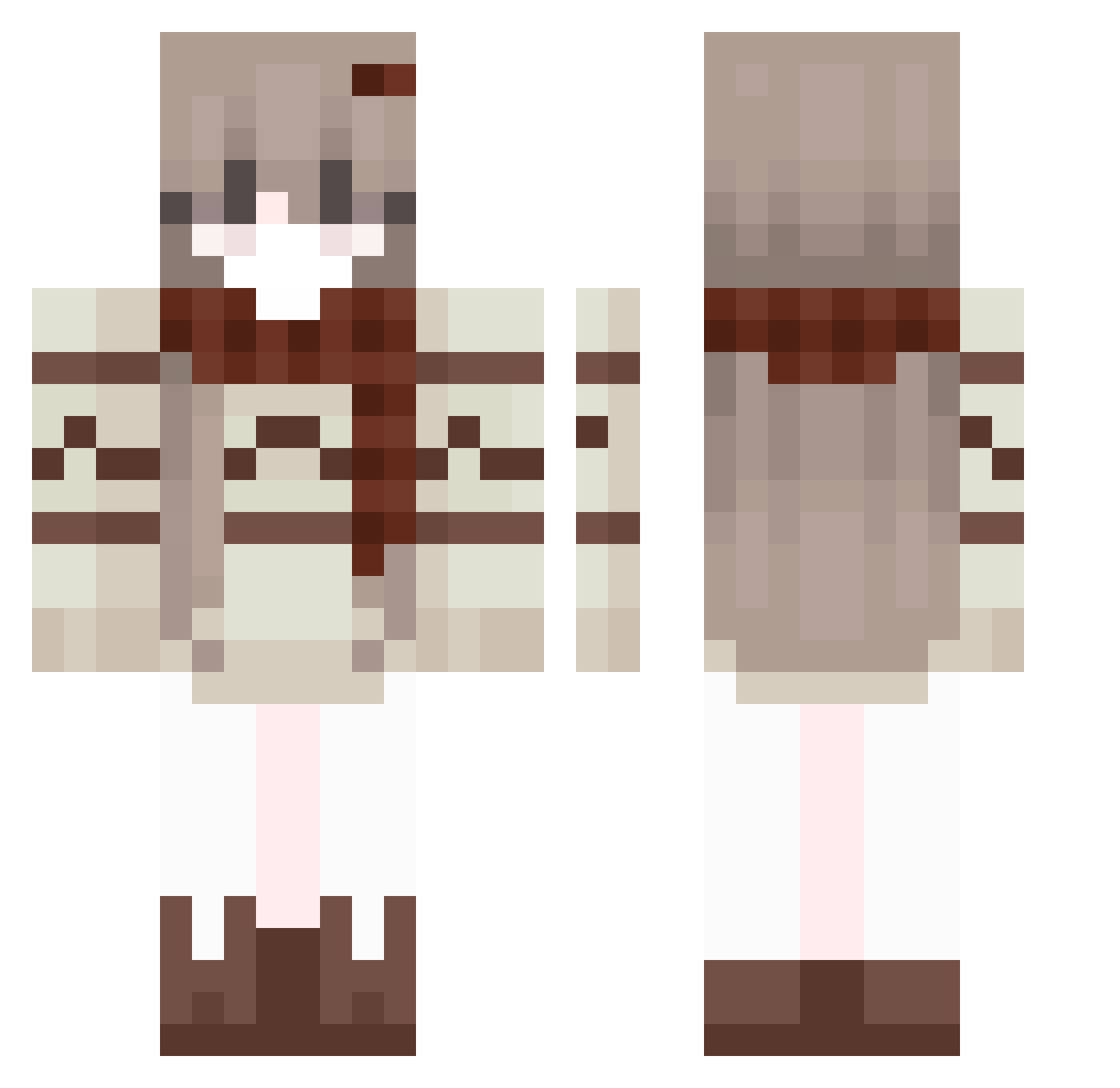 Tozee Minecraft skin, front and back view