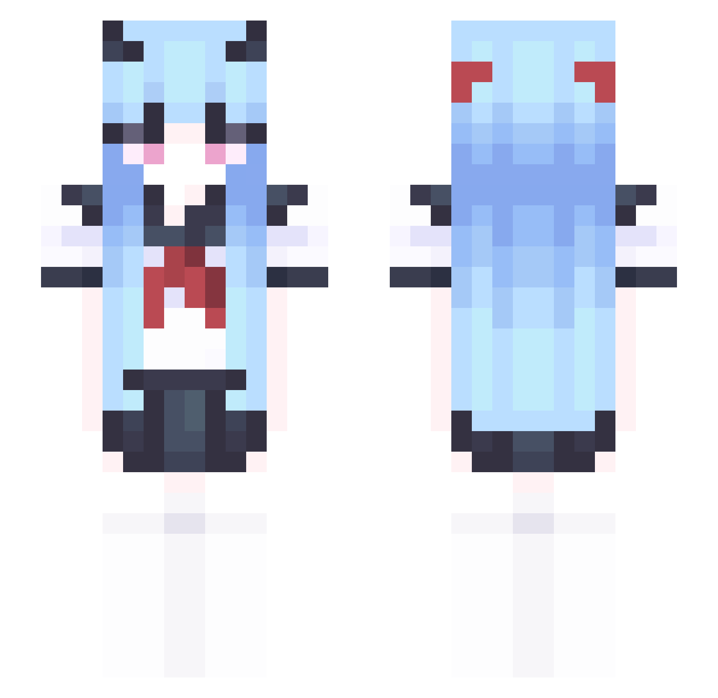 Winter_Ixora Minecraft skin, front and back view