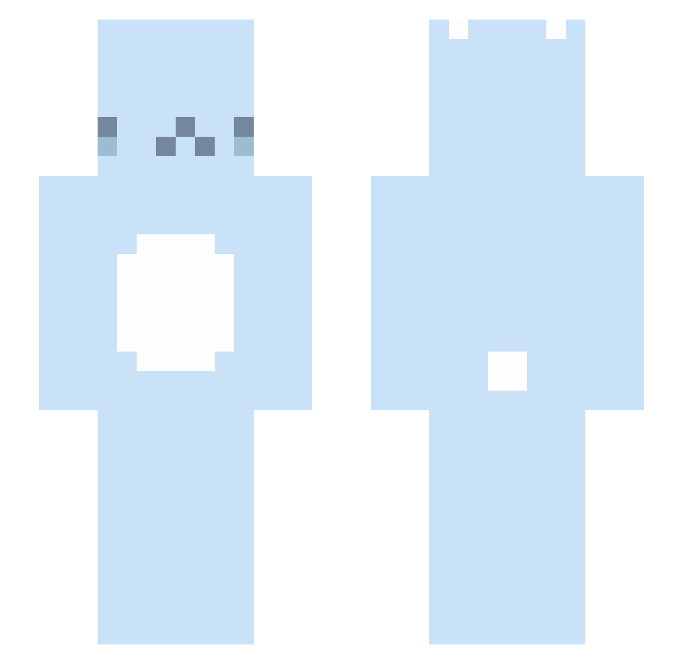 SyPixel Minecraft skin, front and back view