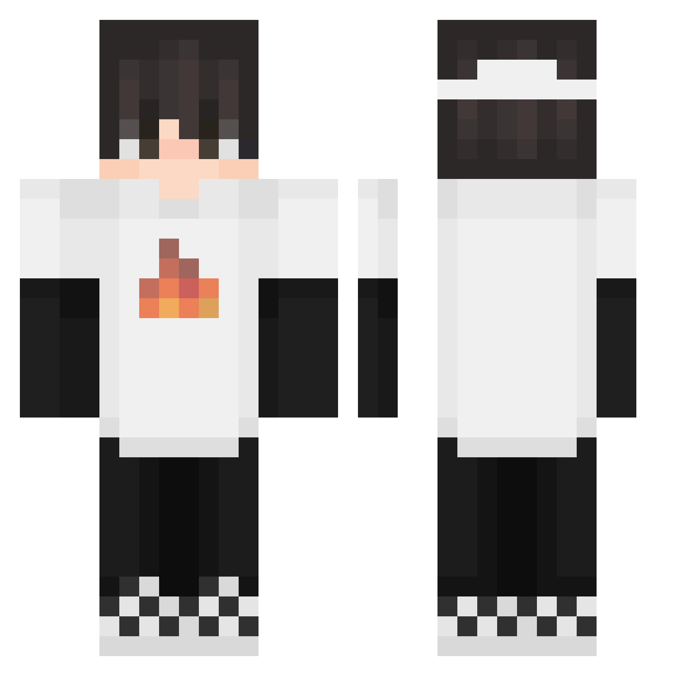 Voltariat Minecraft skin, front and back view