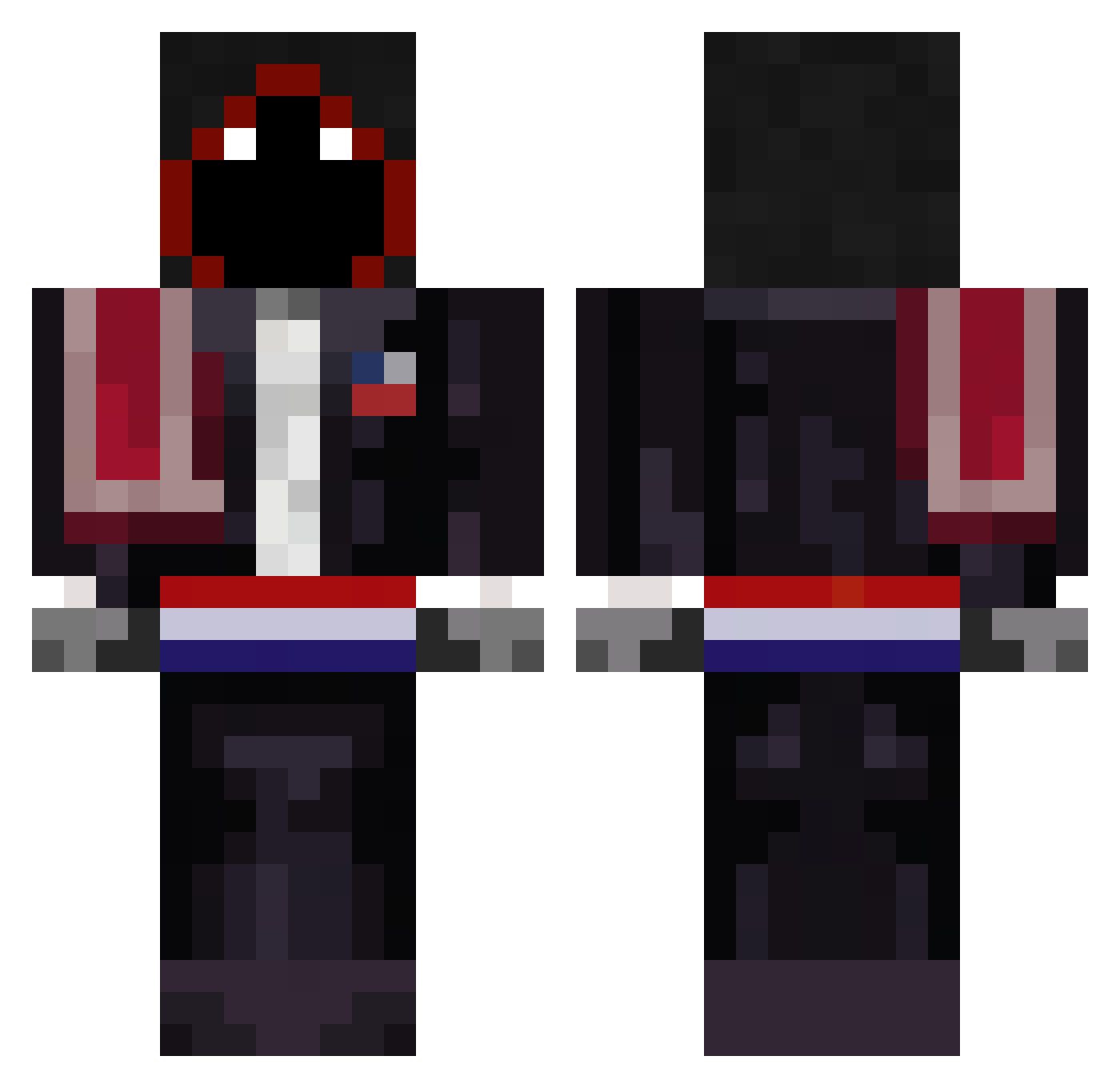 DWGuest Minecraft skin, front and back view