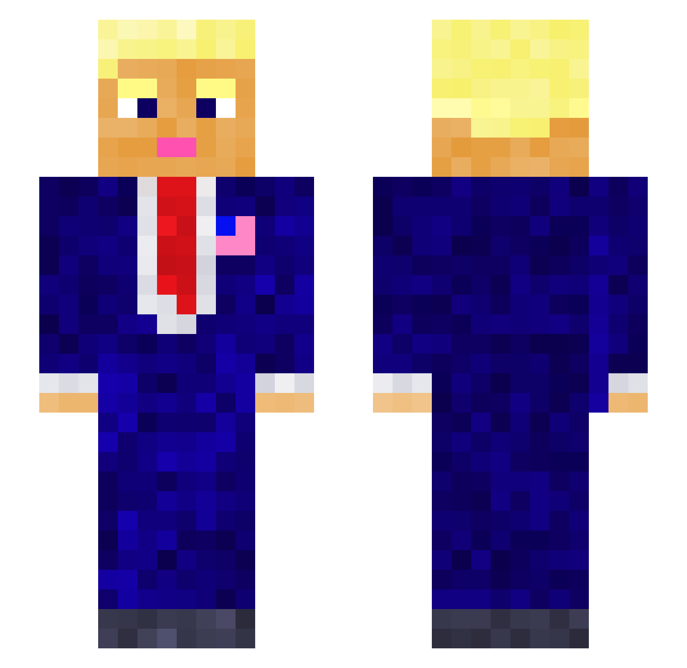 Yechk Minecraft skin, front and back view