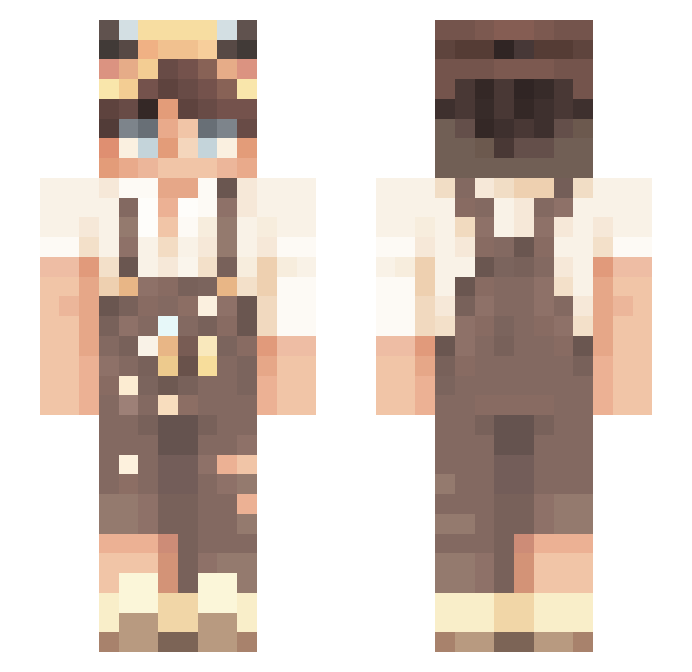 Shroomwolf Minecraft skin, front and back view