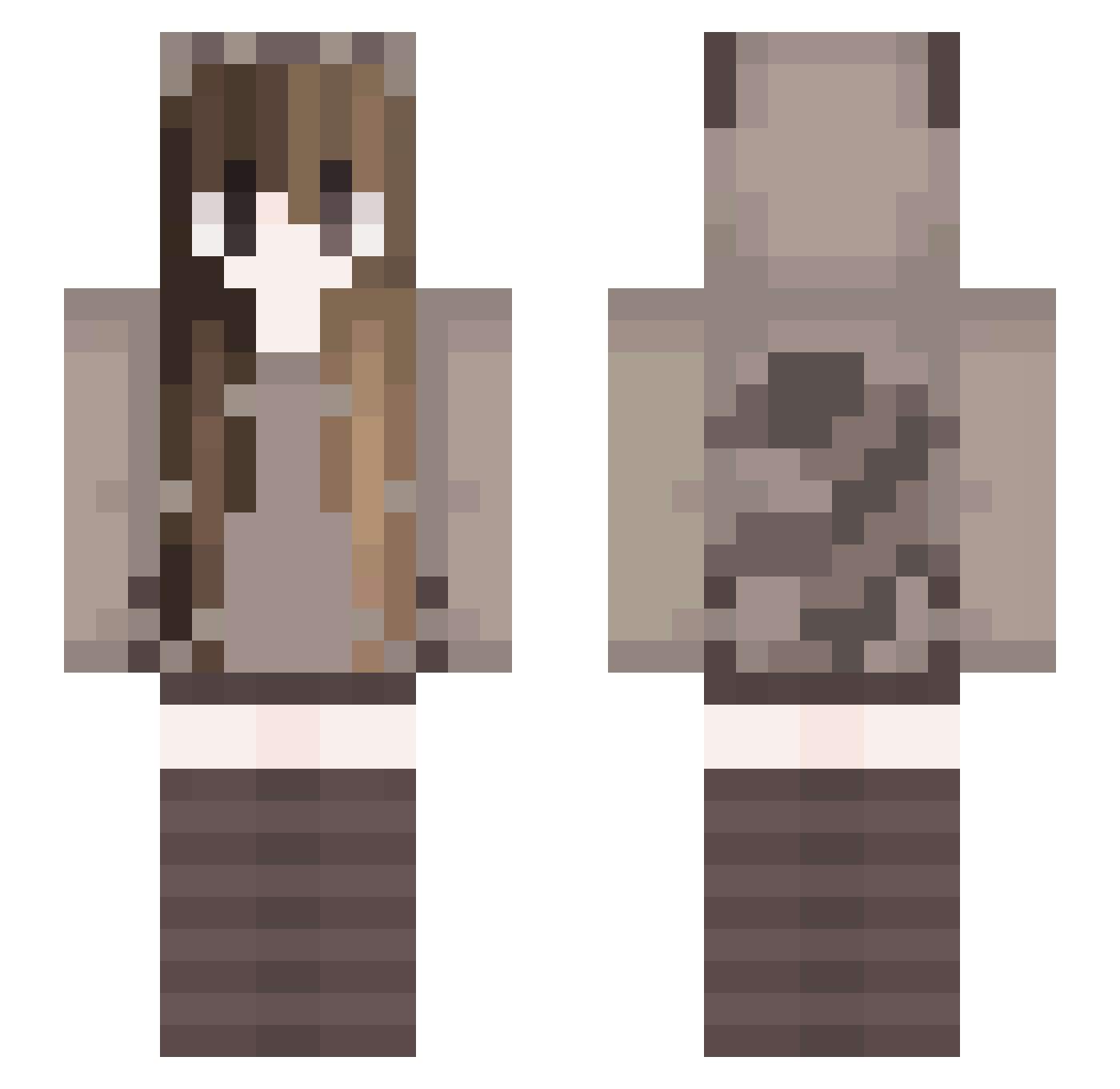XxNsocialxX Minecraft skin, front and back view
