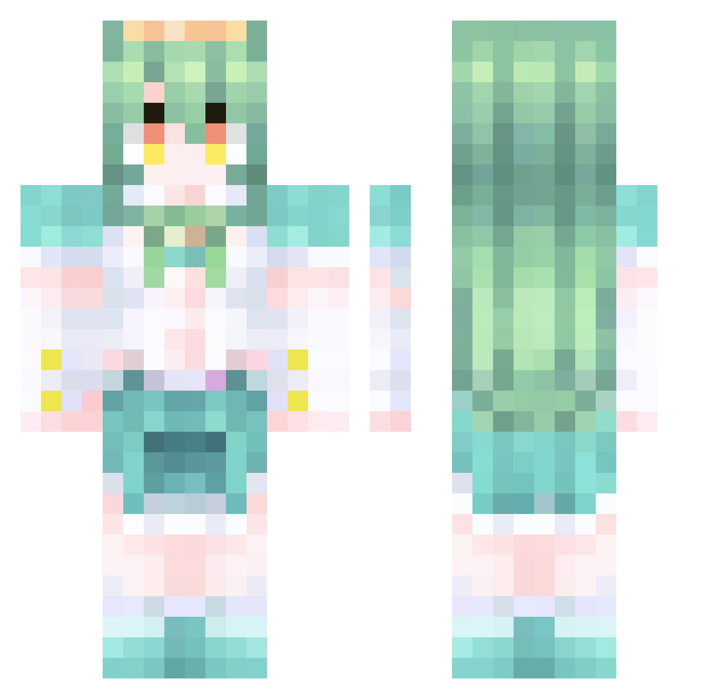 ZANATO2lxhacker Minecraft skin, front and back view