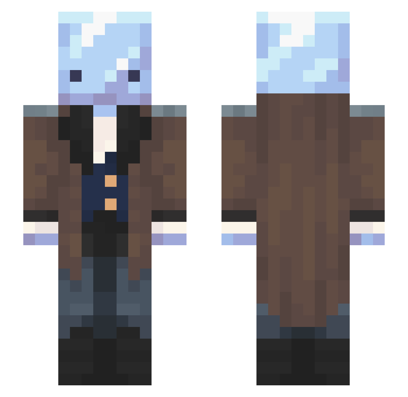 GlacierFrosted Minecraft skin, front and back view