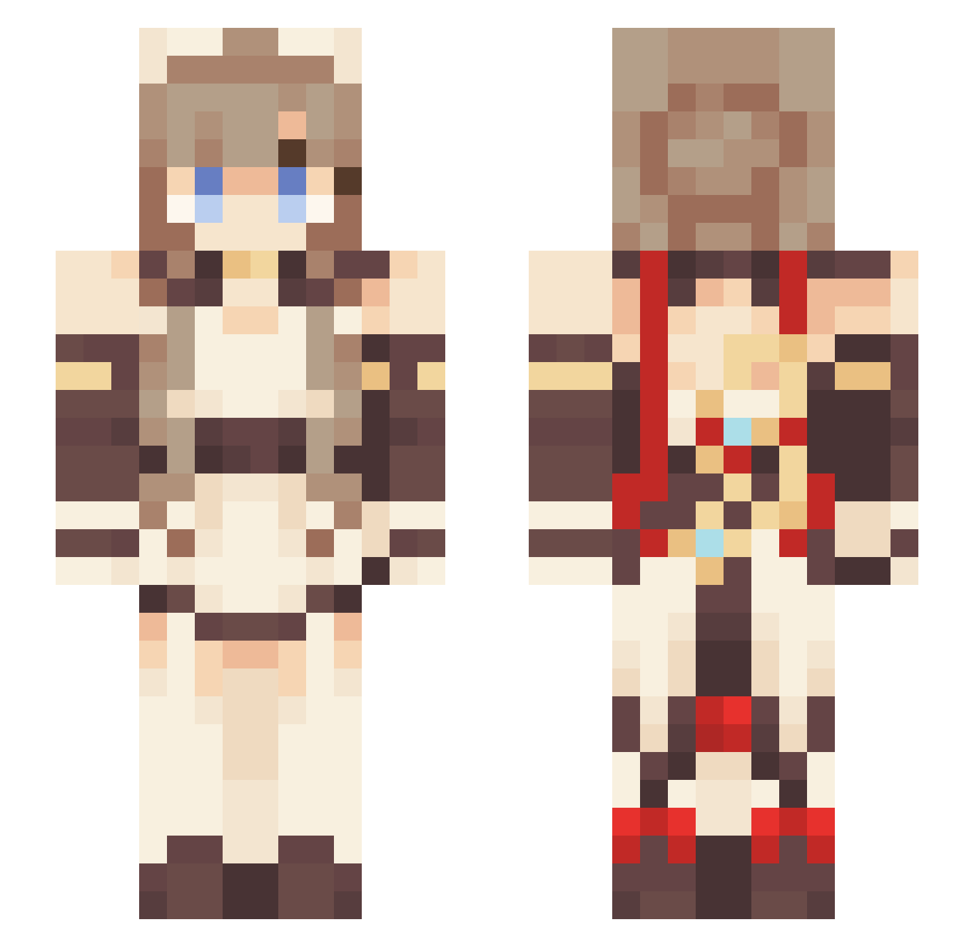tsmugi Minecraft skin, front and back view