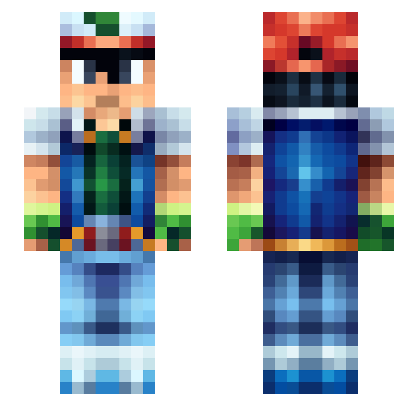 Cr1xxus Minecraft skin, front and back view