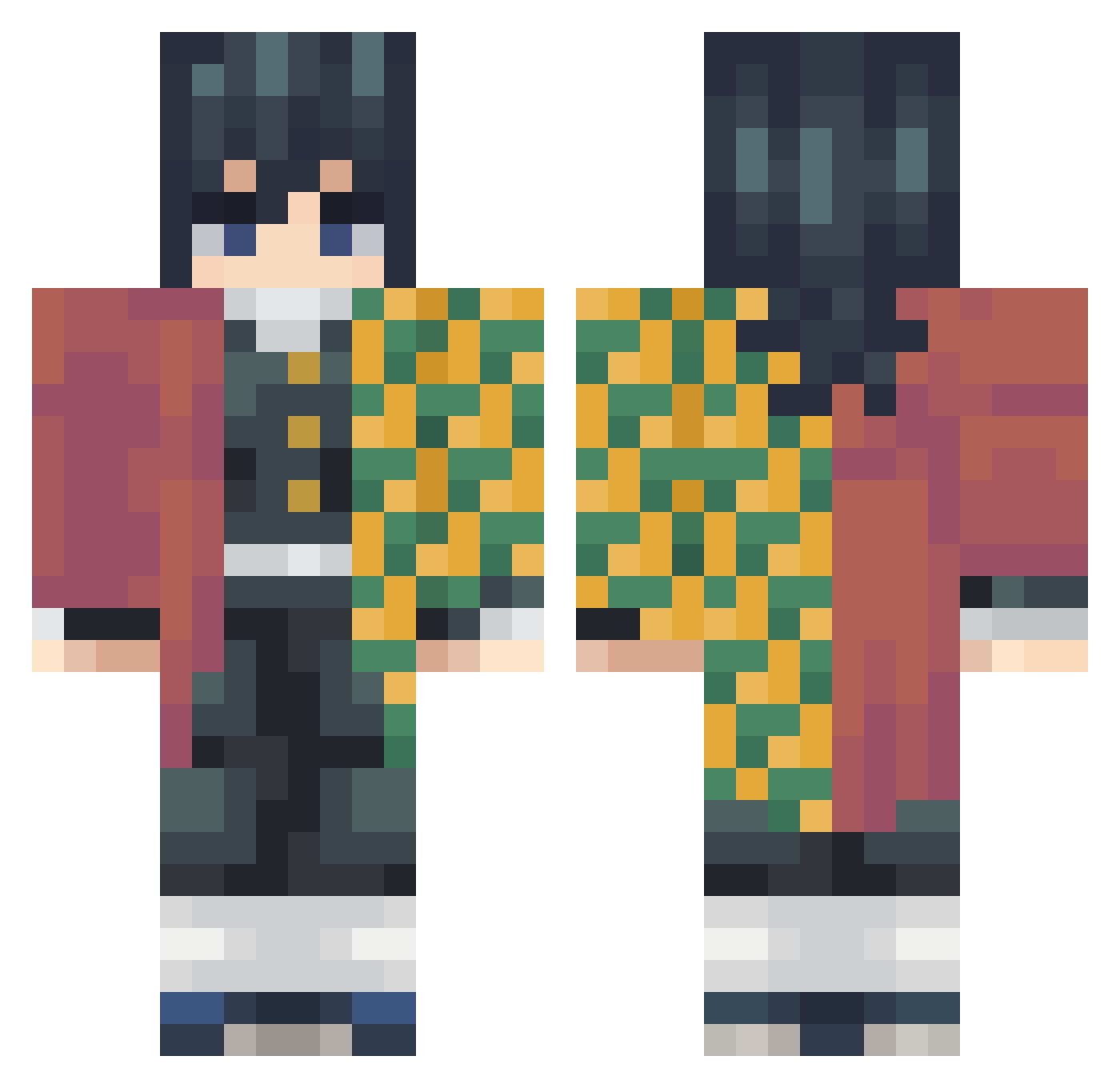 sugarr_tats Minecraft skin, front and back view