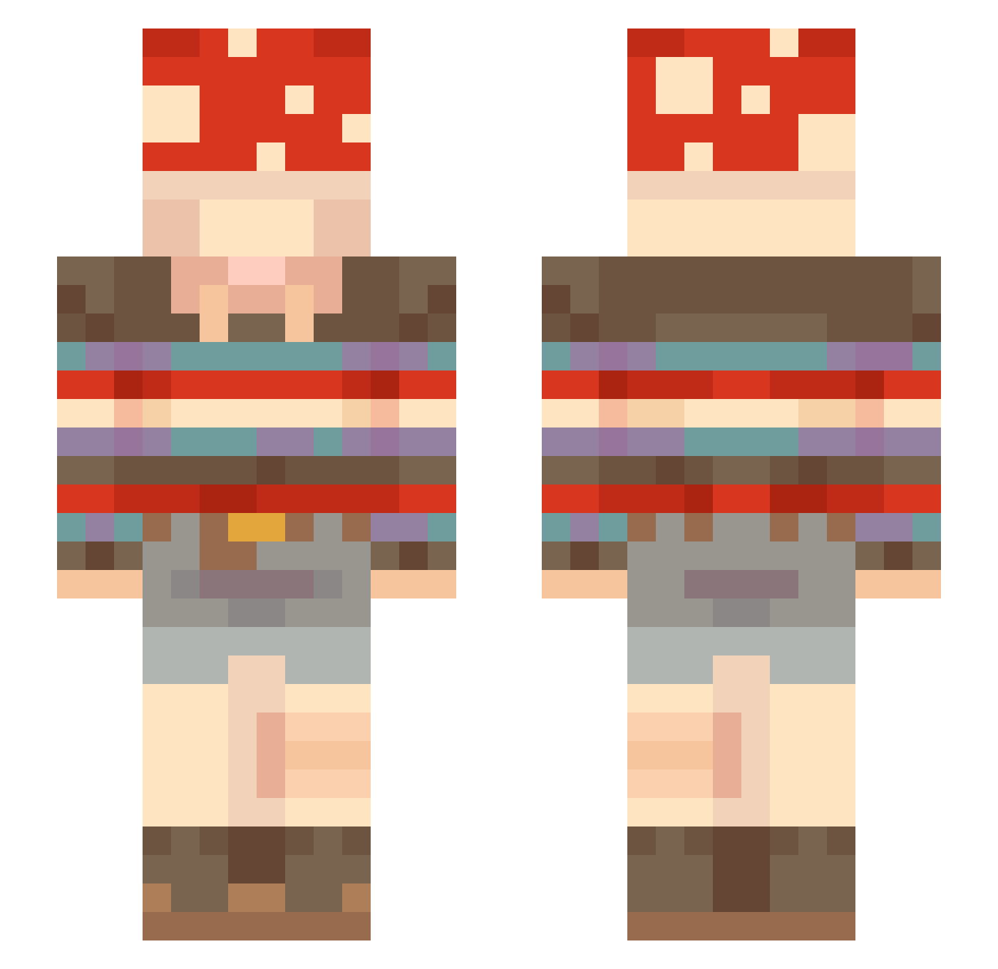 Bigggrice Minecraft skin, front and back view