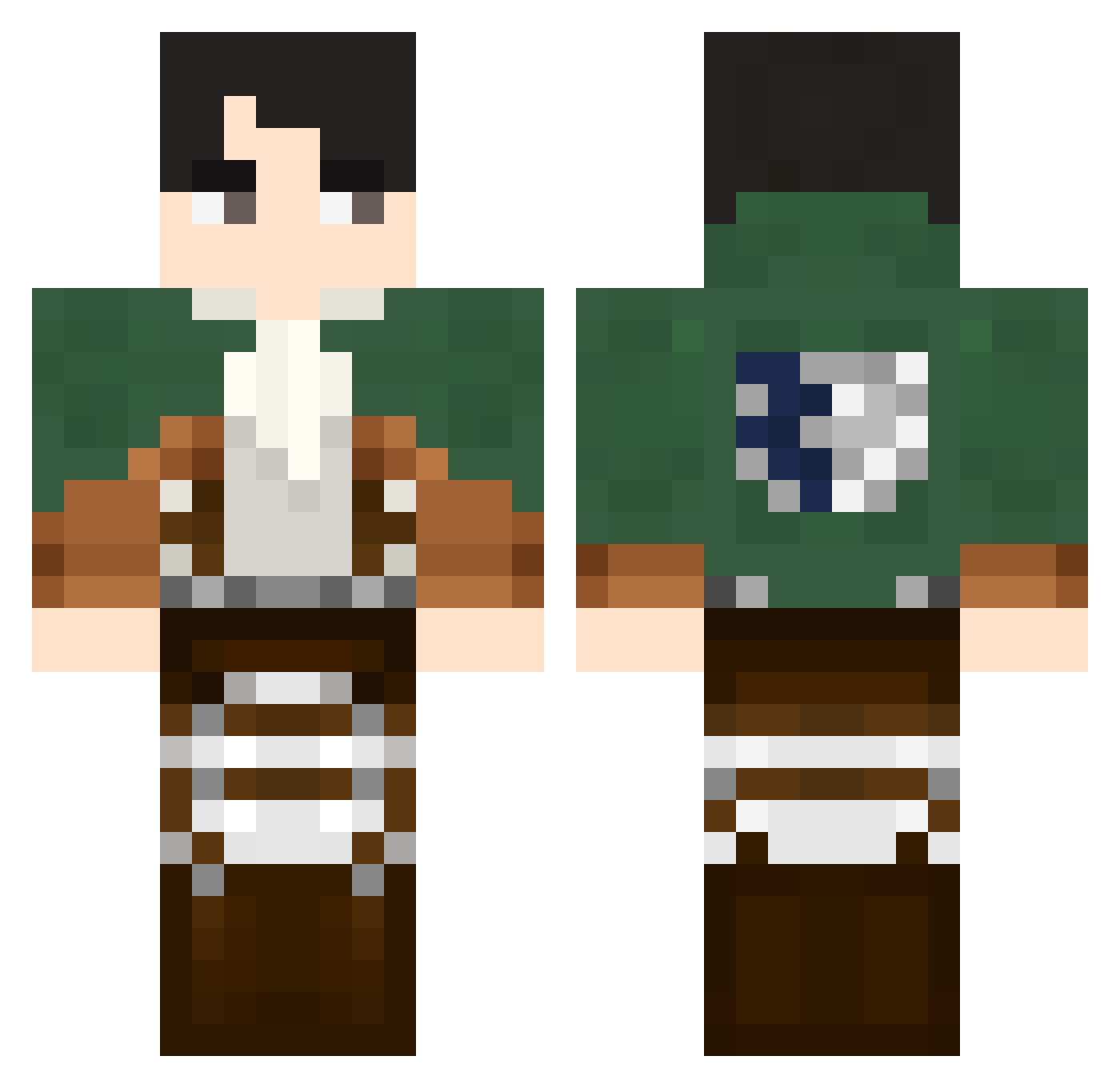 Emplority Minecraft skin, front and back view