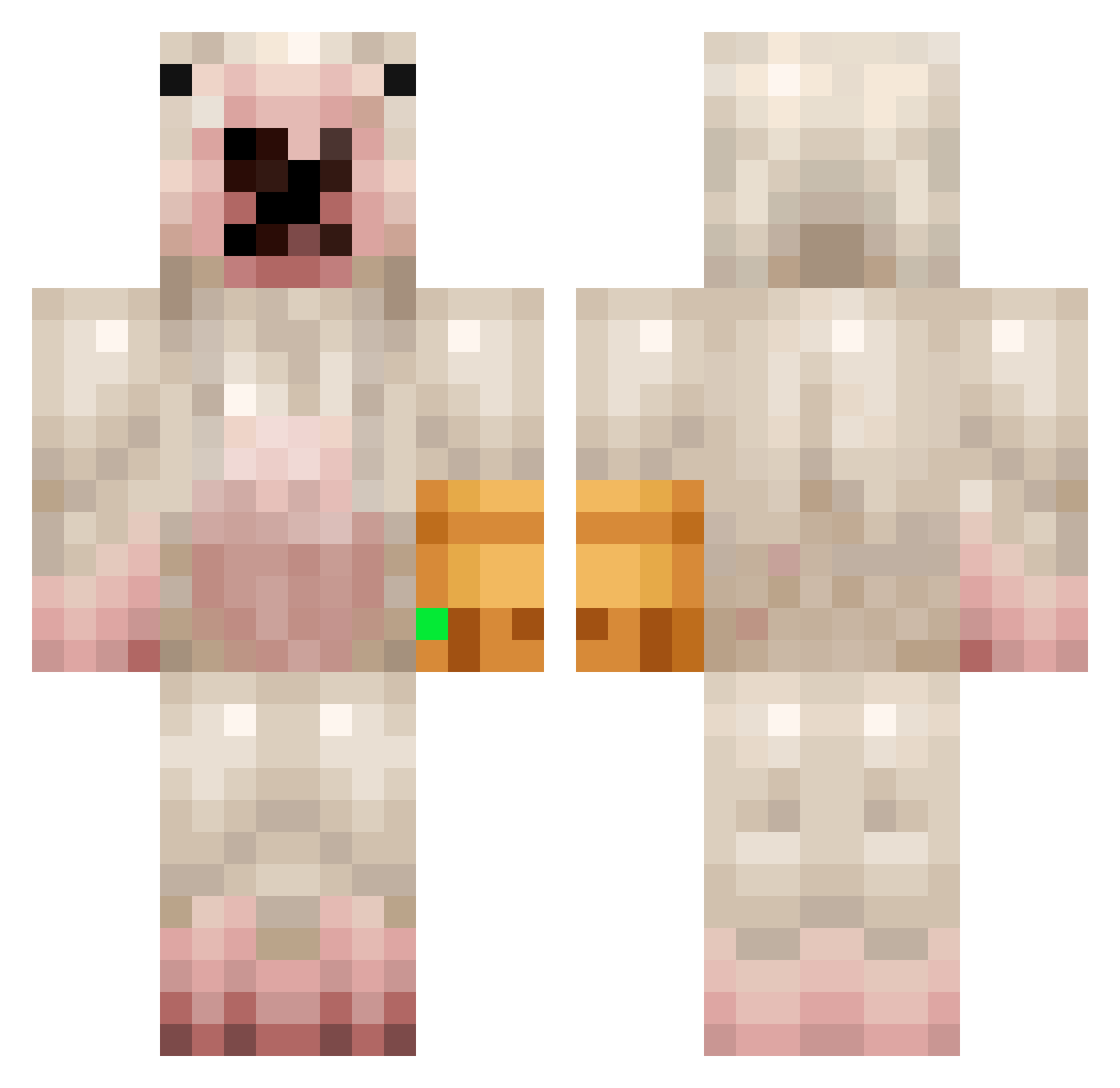 smellycatpoop Minecraft skin, front and back view