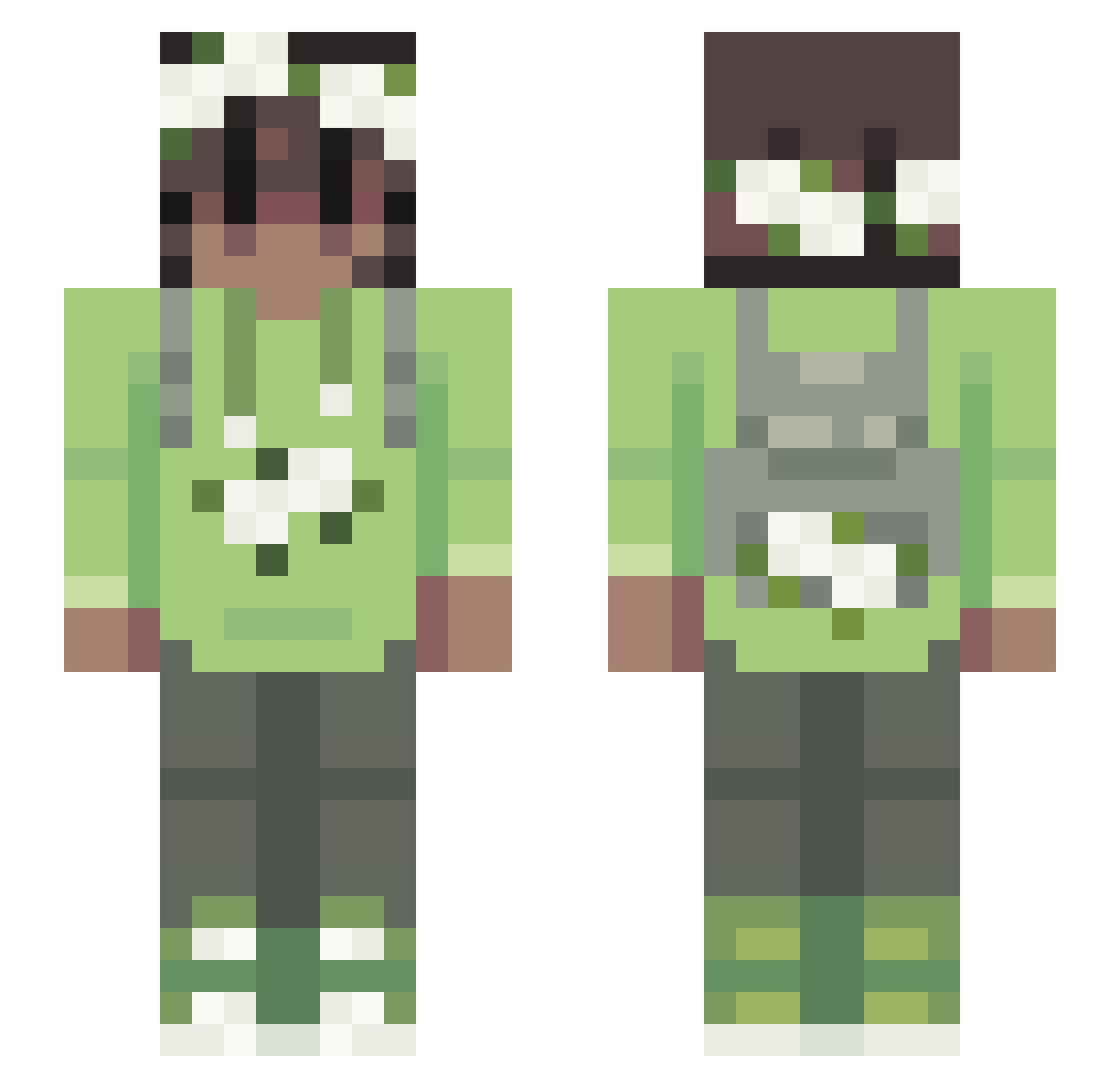 Workable96 Minecraft skin, front and back view