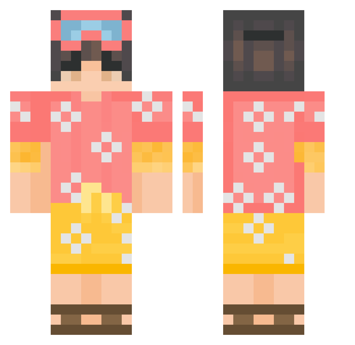Binzuhause Minecraft skin, front and back view