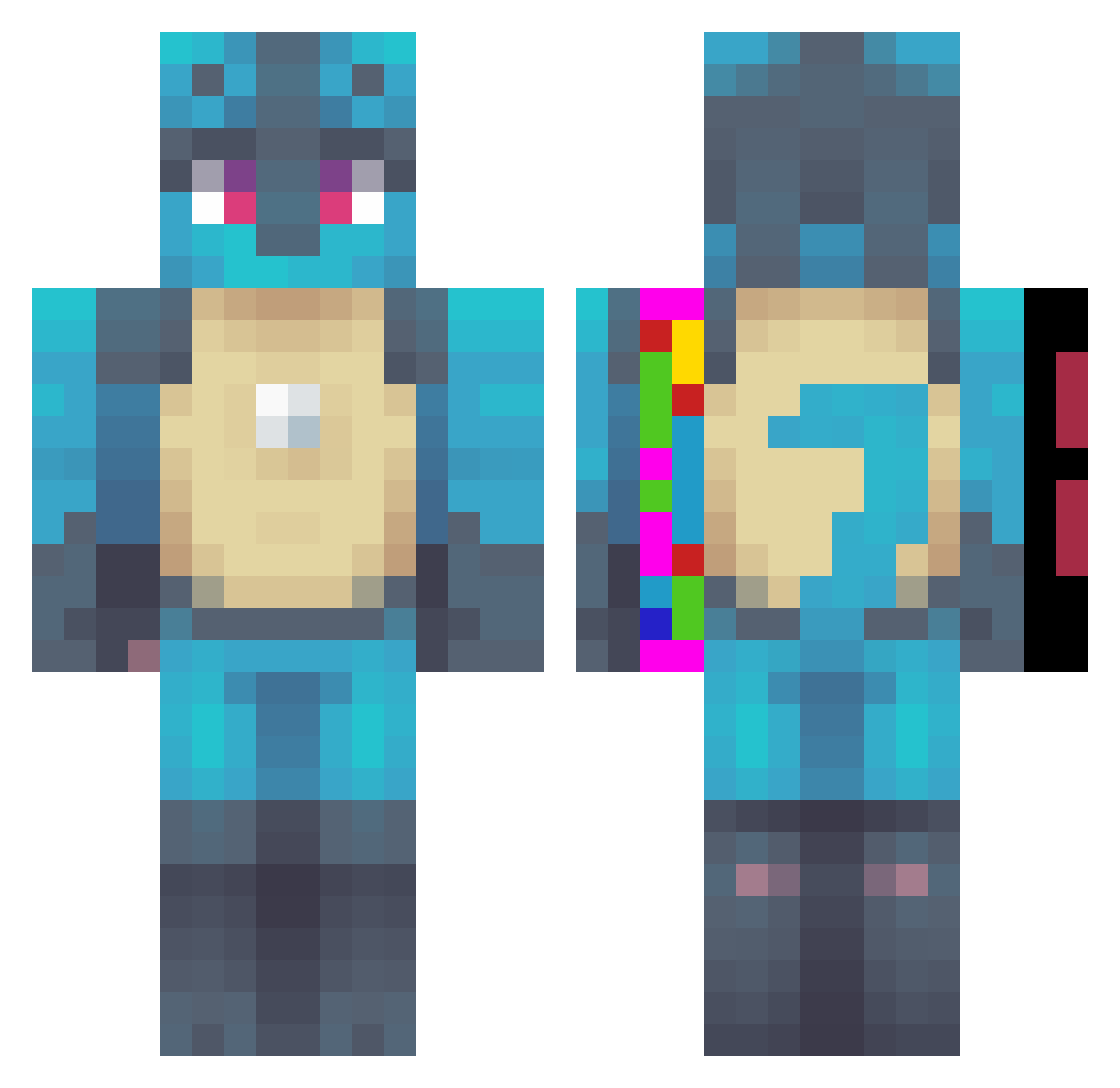 Therj4 Minecraft skin, front and back view