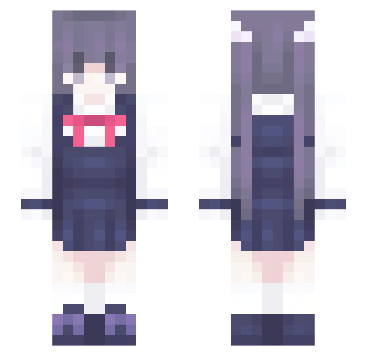 RDItsuki Minecraft skin, front and back view