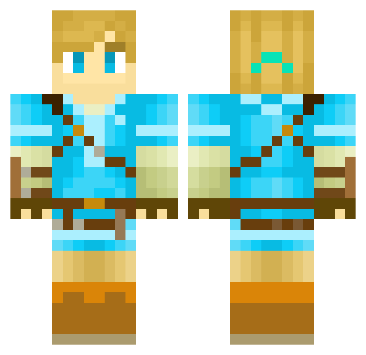Aquos_pc Minecraft skin, front and back view