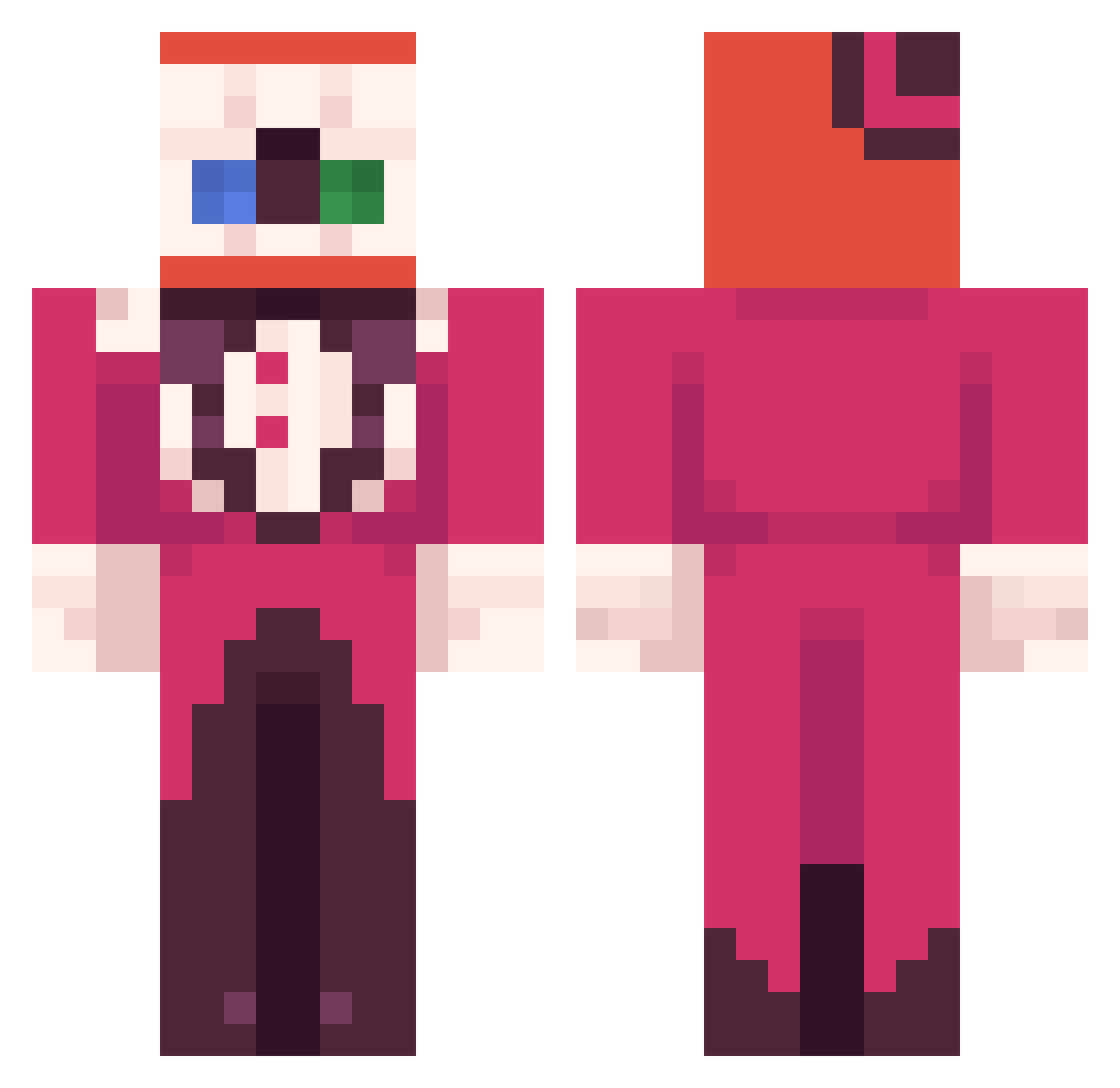 WaterDragonQC Minecraft skin, front and back view