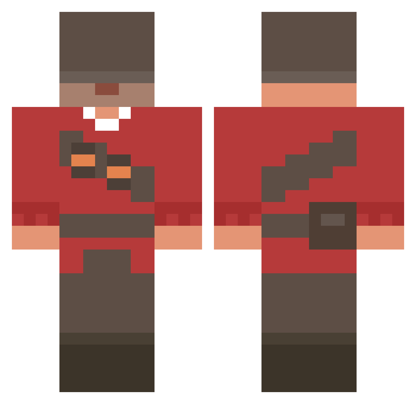 Spasmus Minecraft skin, front and back view