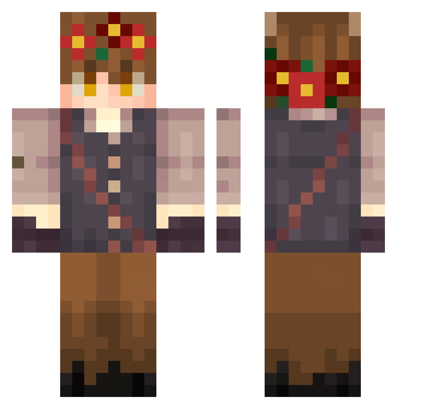 unplugg Minecraft skin, front and back view