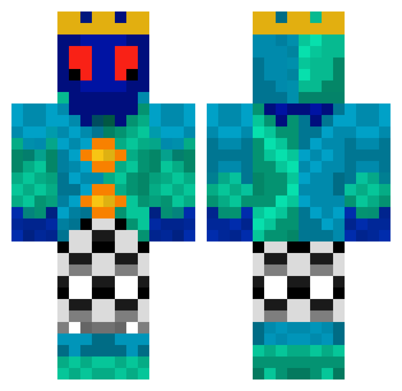 DefeatBoy Minecraft skin, front and back view