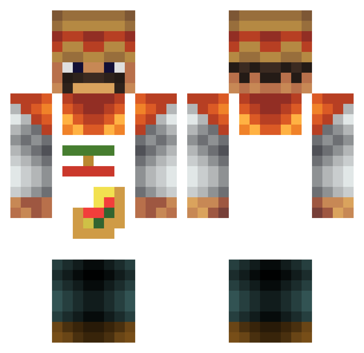 Sigz07 Minecraft skin, front and back view