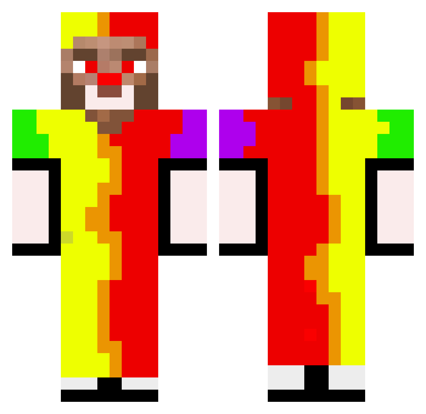 QueStrocy Minecraft skin, front and back view