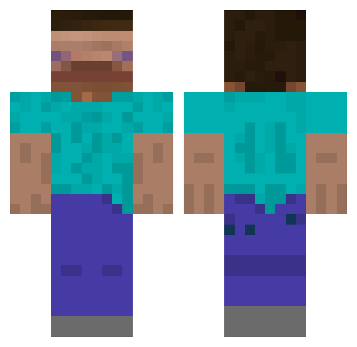 Xe1qb Minecraft skin, front and back view