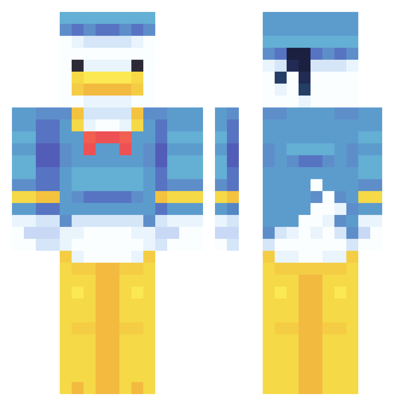 Quroku Minecraft skin, front and back view