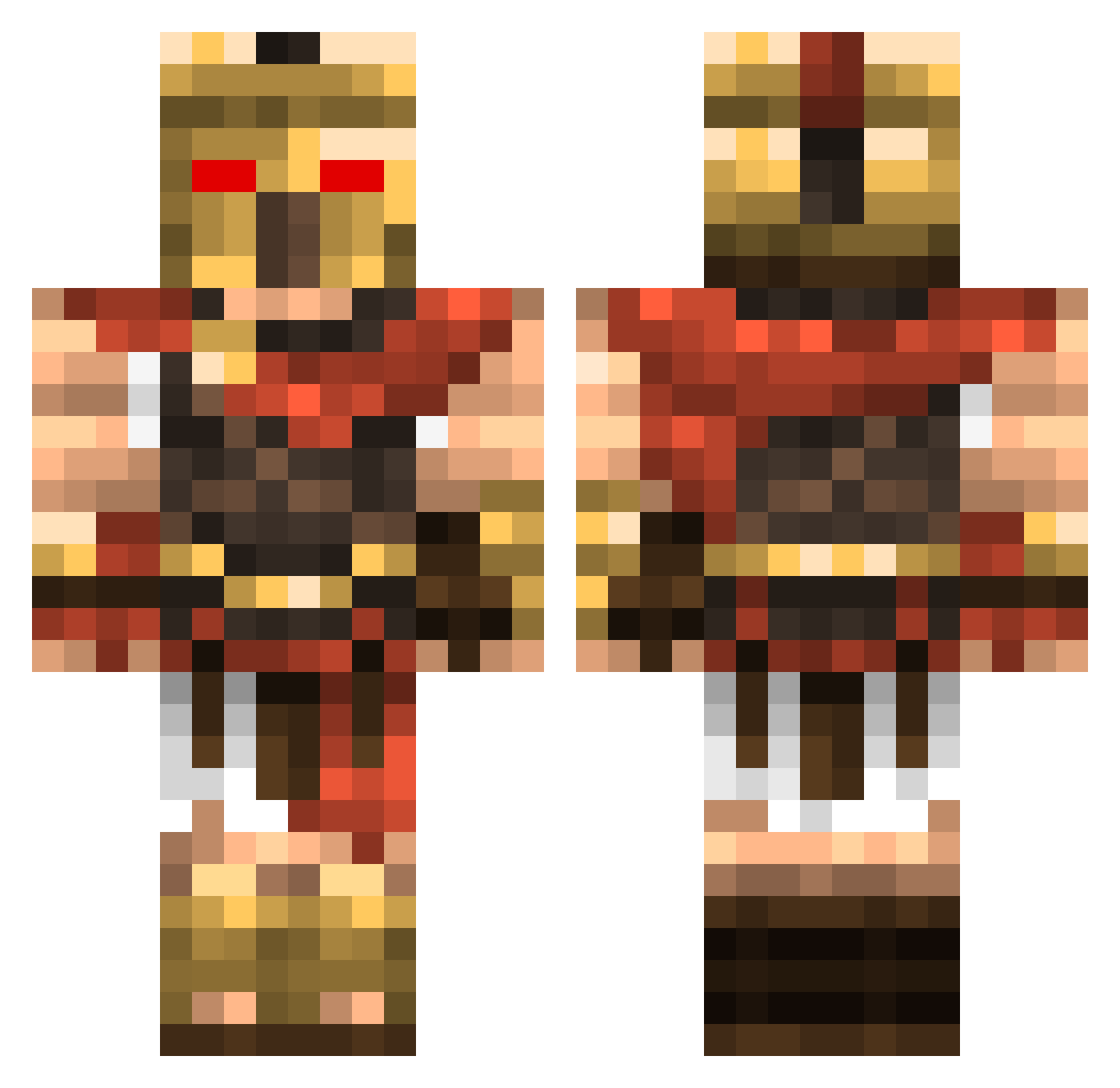 DirtySpriite Minecraft skin, front and back view
