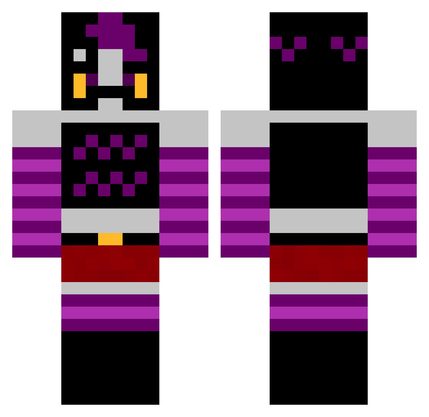 Mkpixel Minecraft skin, front and back view