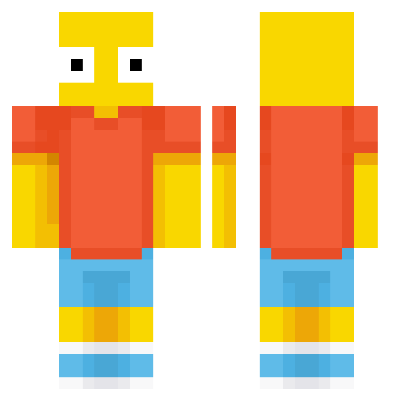 Cqxi Minecraft skin, front and back view