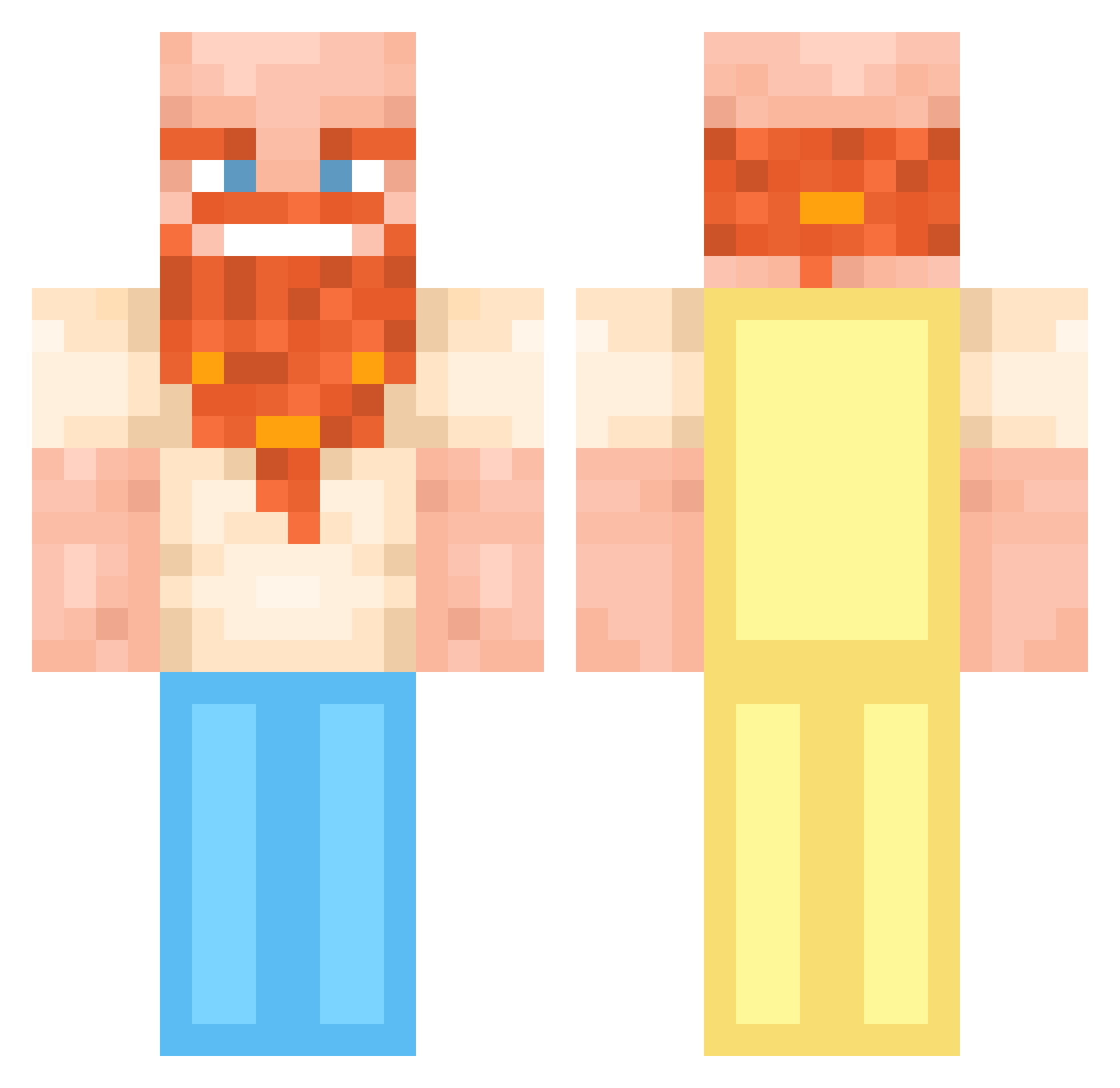 Applesuckle Minecraft skin, front and back view