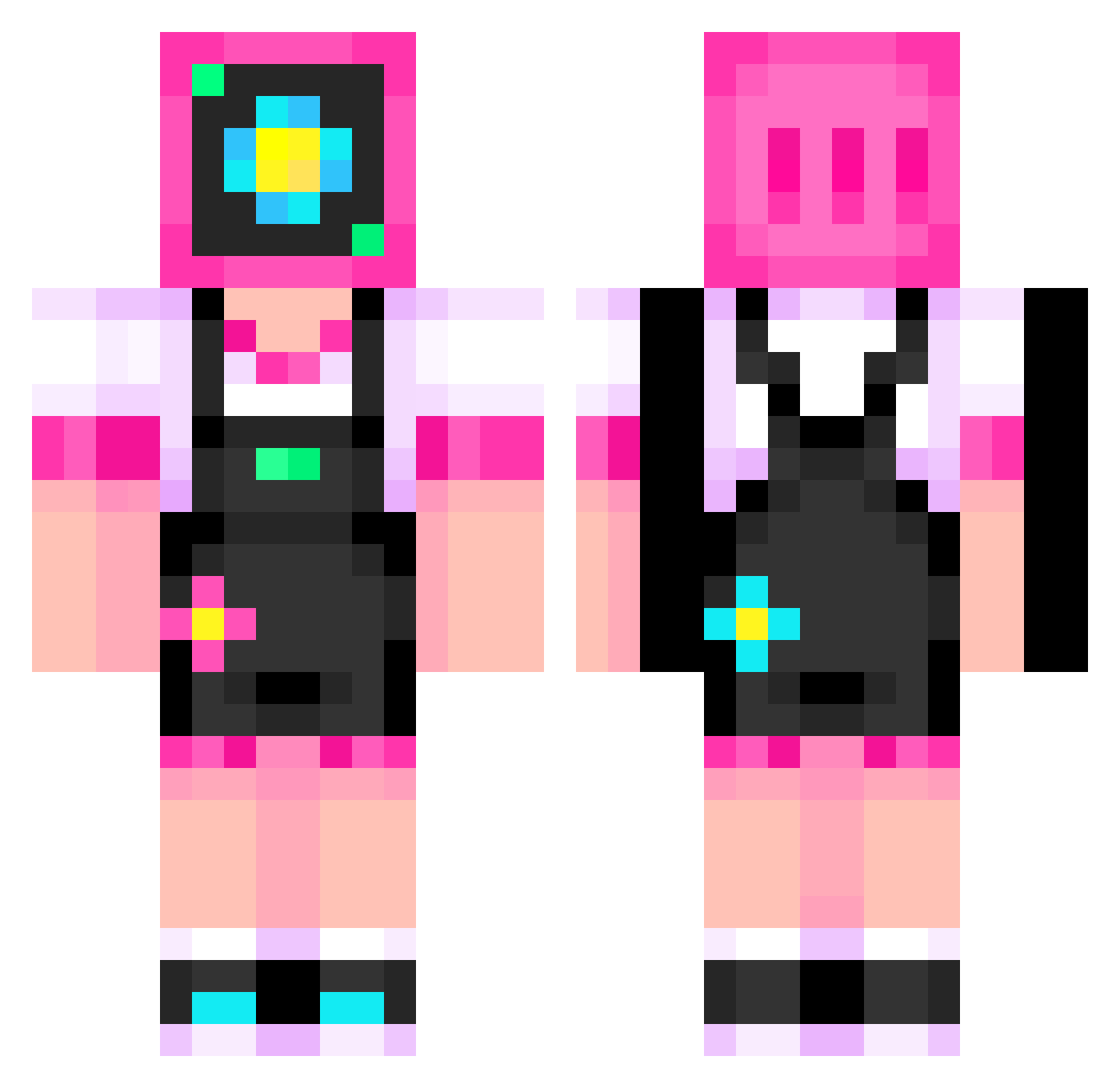 Wilofear Minecraft skin, front and back view