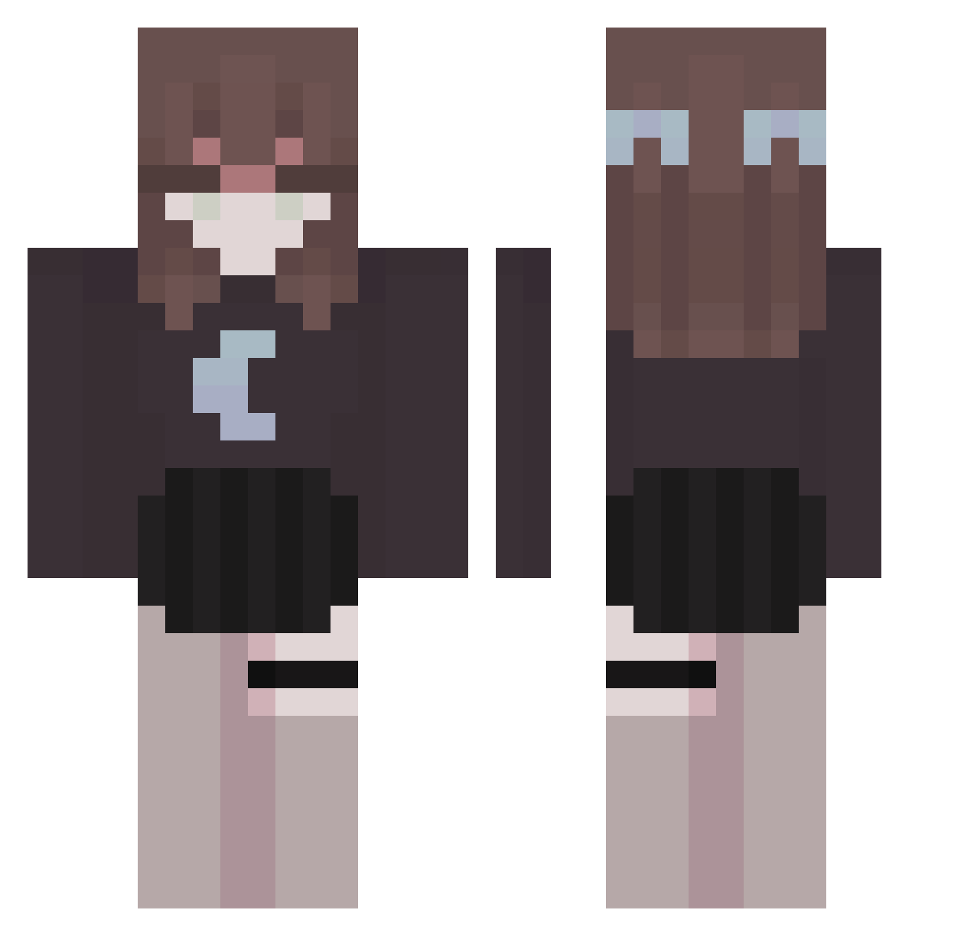 Purpledog9108 Minecraft skin, front and back view