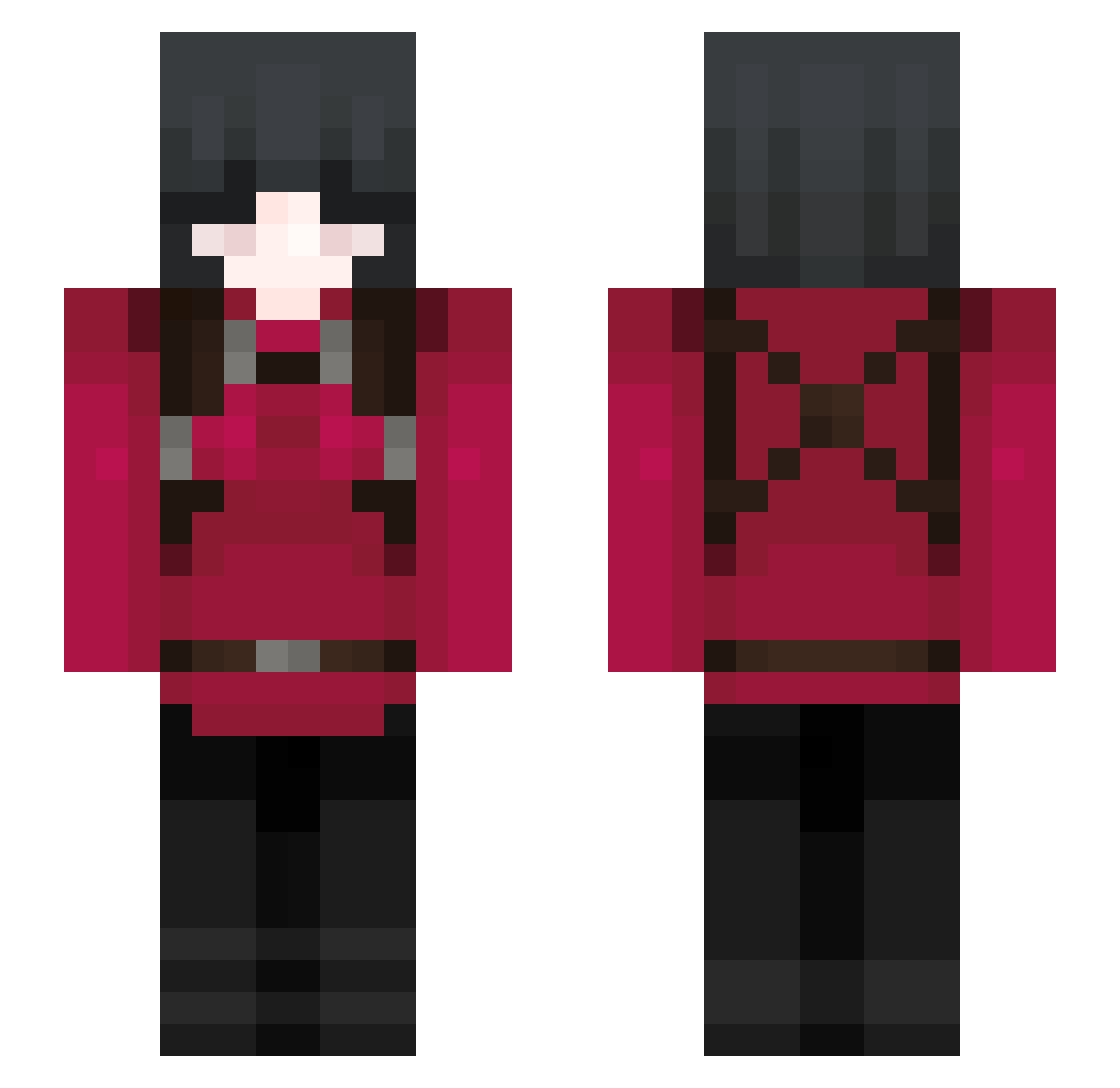 Heister Minecraft skin, front and back view