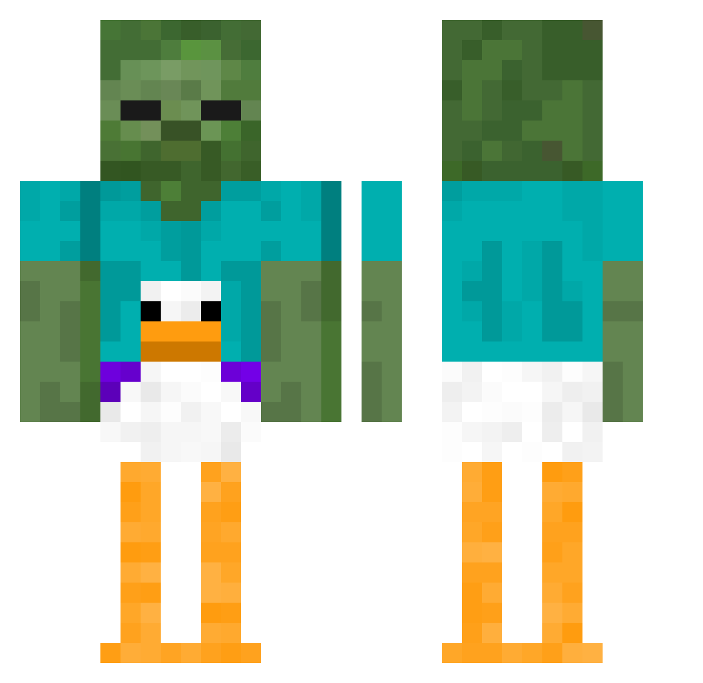MADUCKx Minecraft skin, front and back view