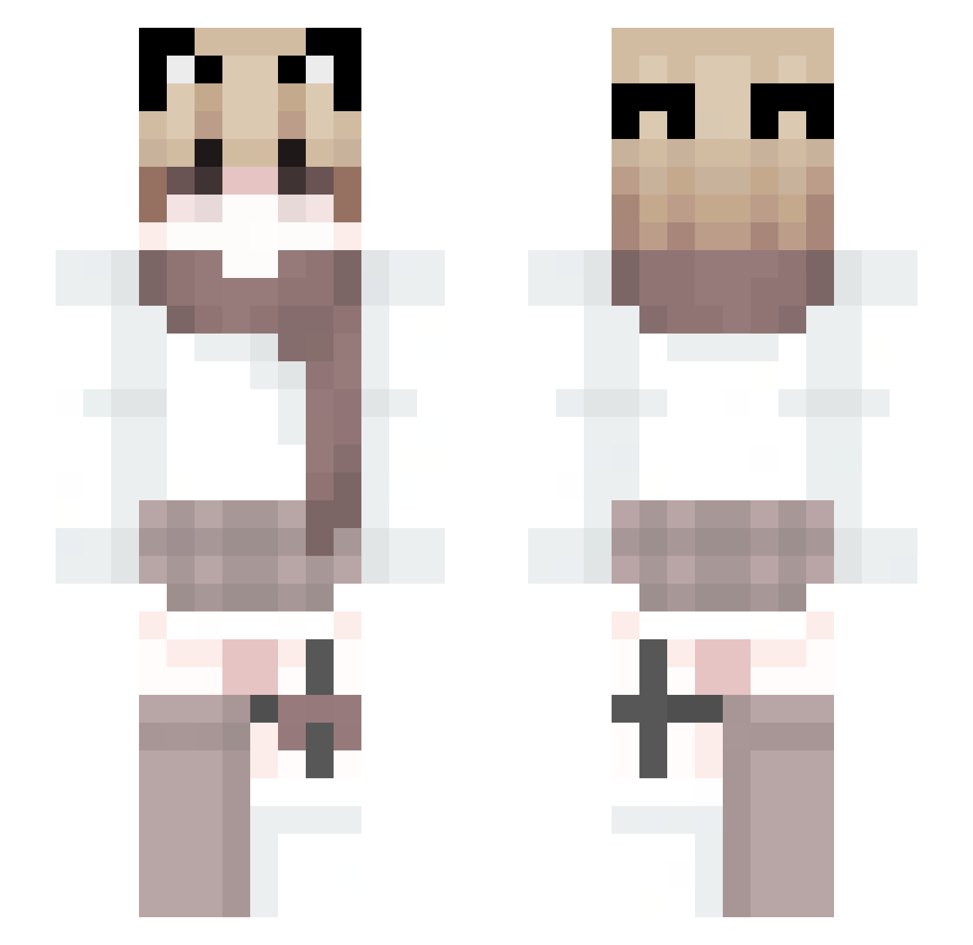 Solser Minecraft skin, front and back view