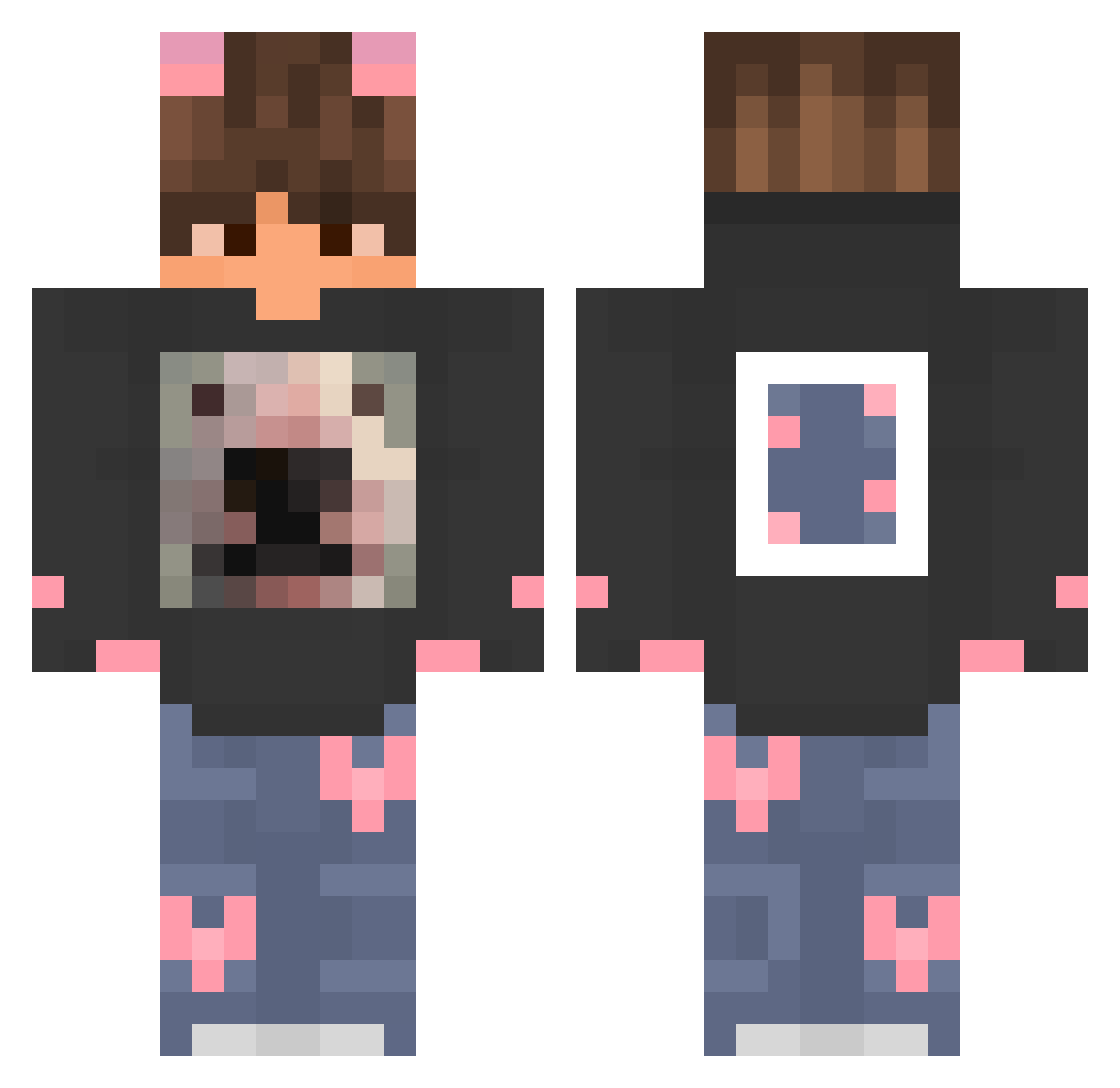 TheGaryMeow Minecraft skin, front and back view