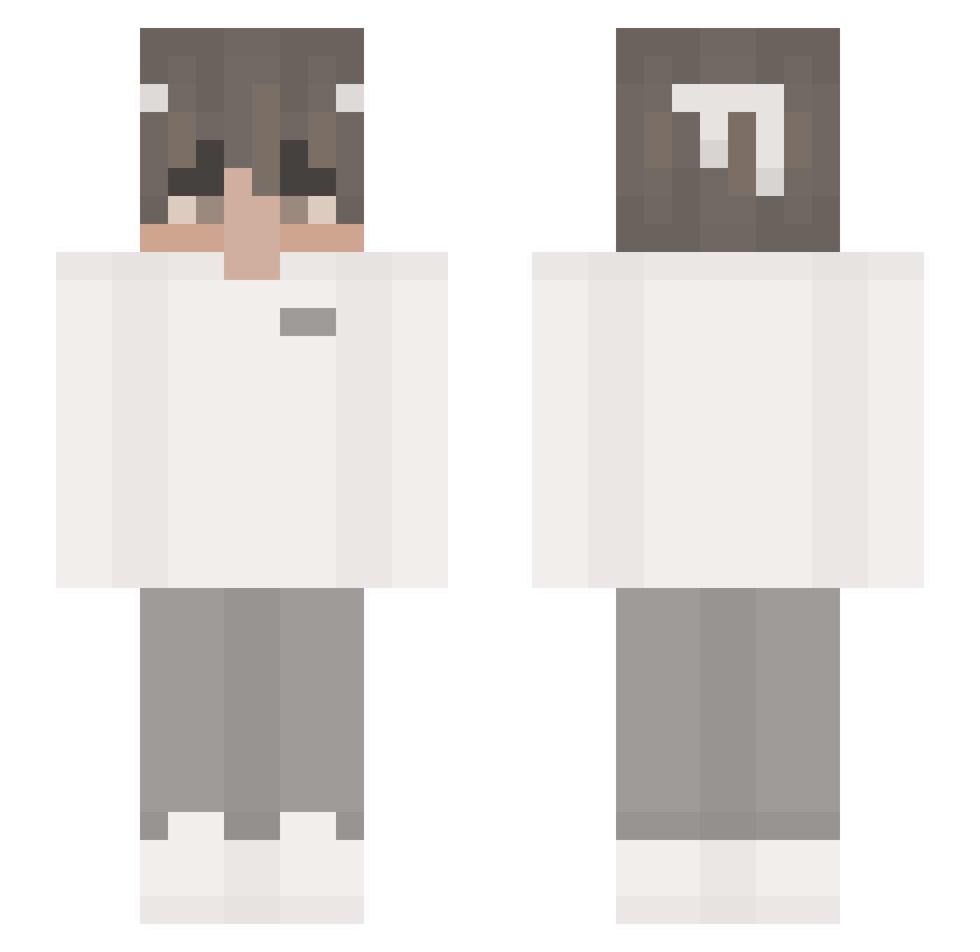 Terrifical Minecraft skin, front and back view