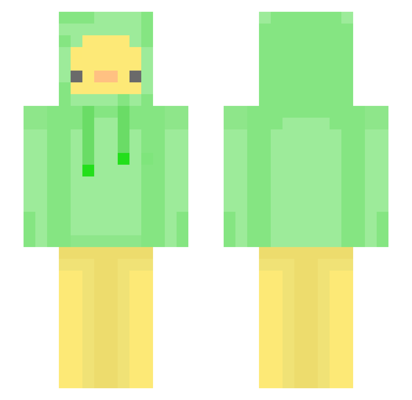 xxDSAxx Minecraft skin, front and back view