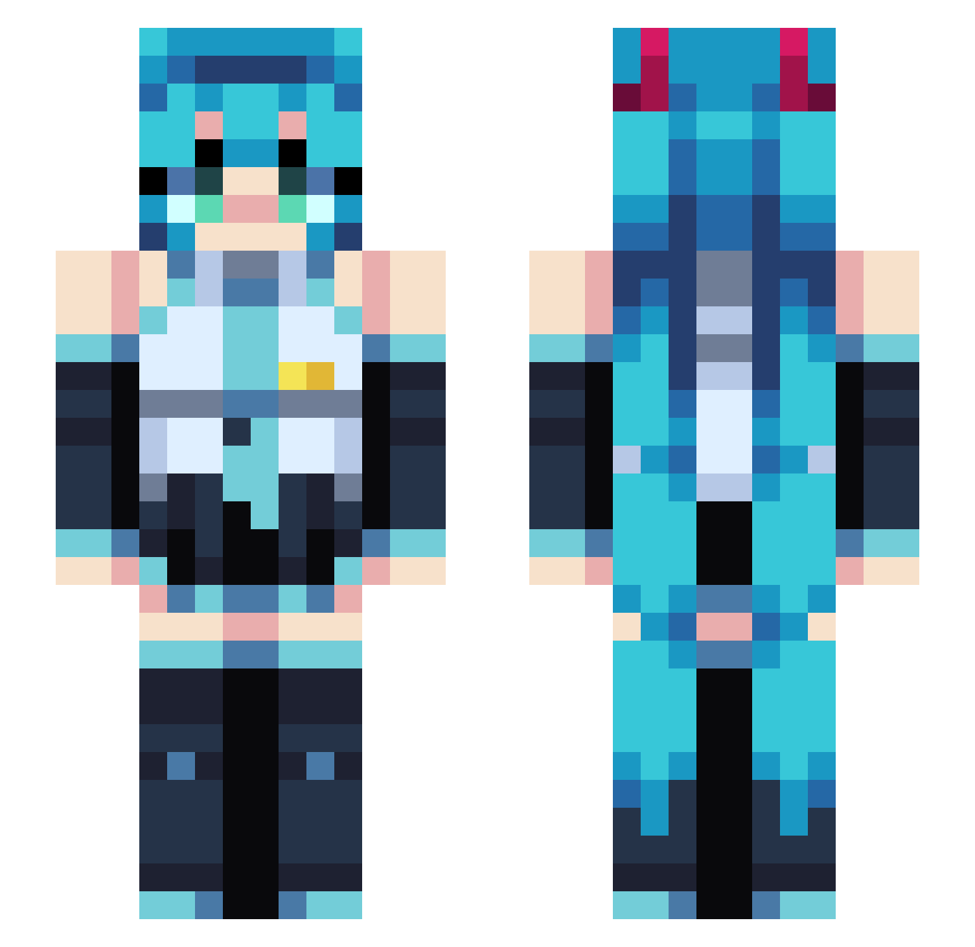 XanjakX Minecraft skin, front and back view