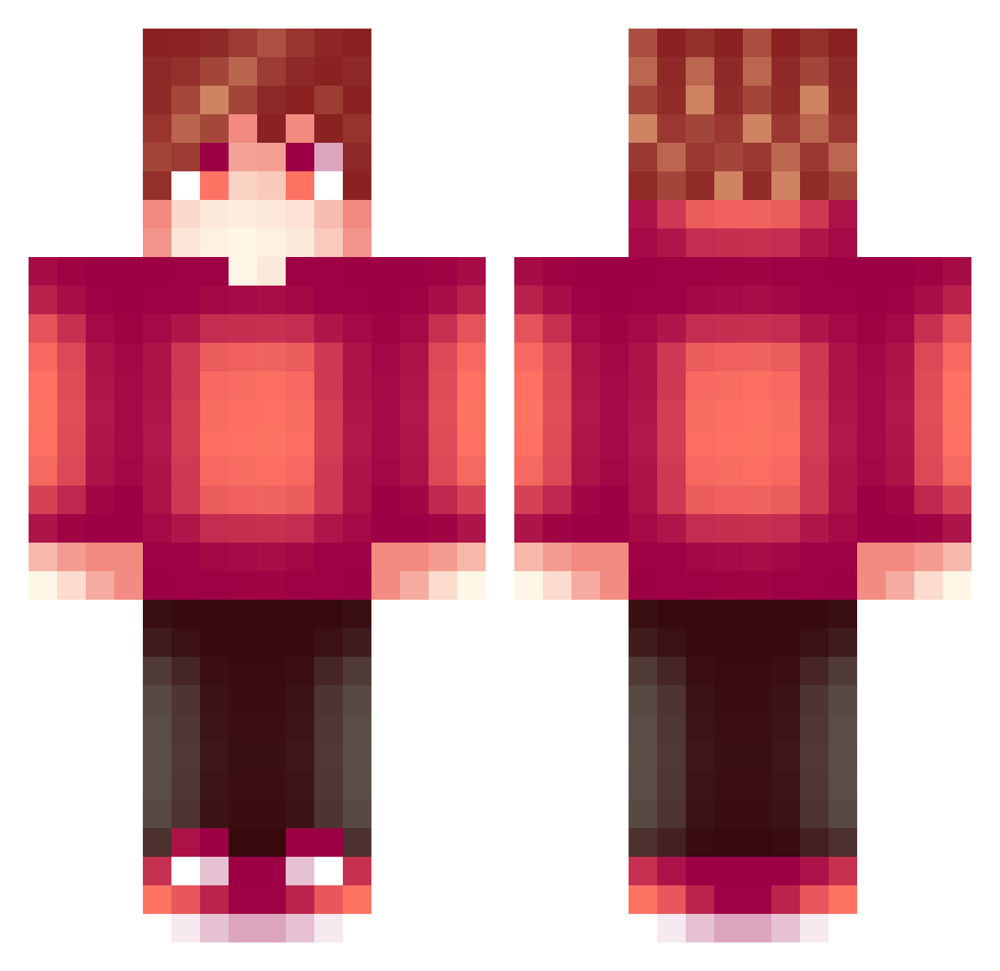Syhnex Minecraft skin, front and back view