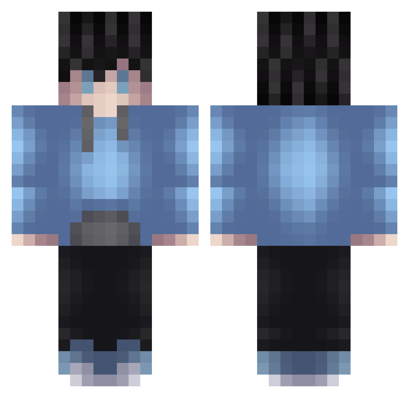 themitsi32 Minecraft skin, front and back view