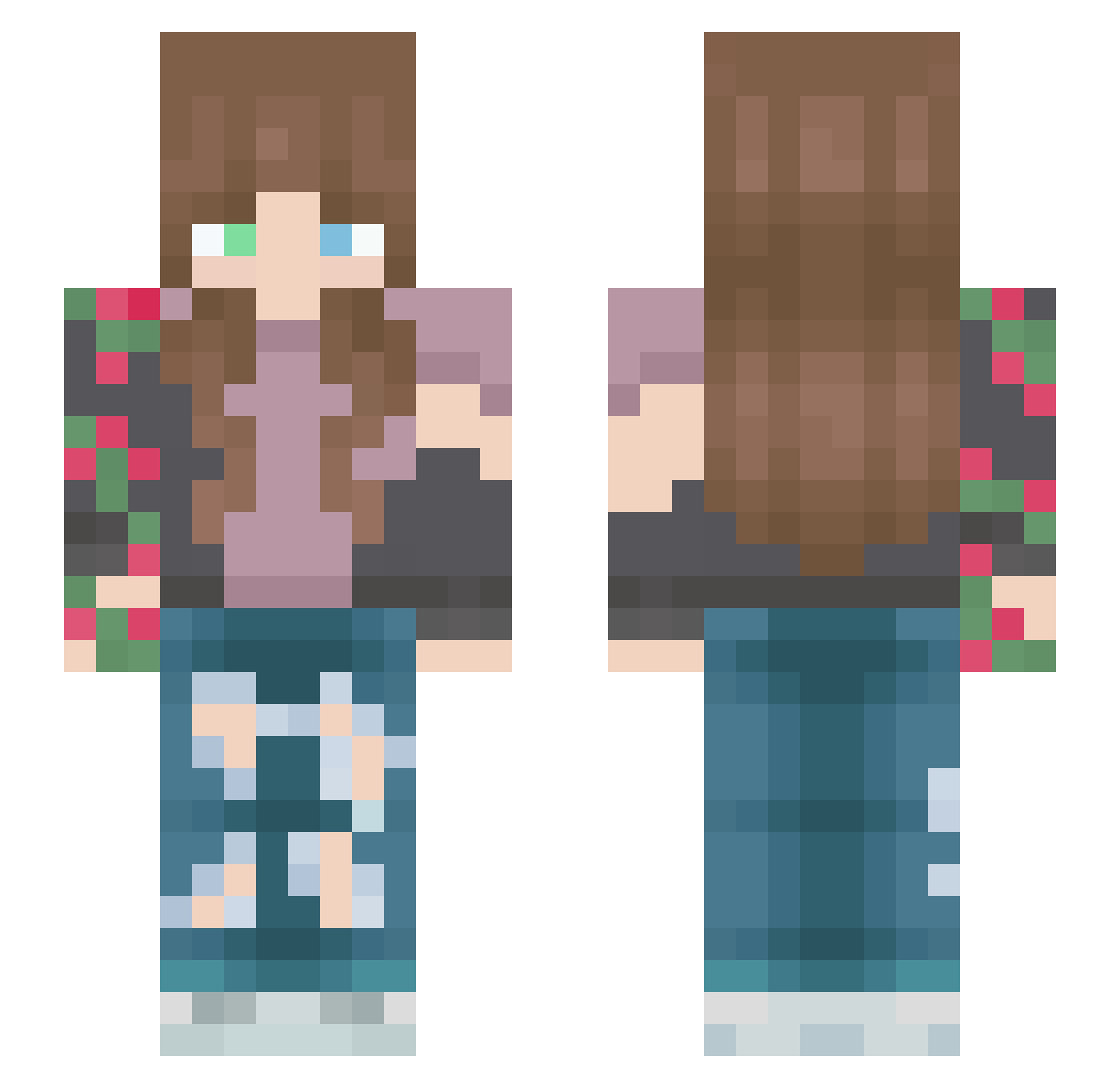 LunacyProof Minecraft skin, front and back view