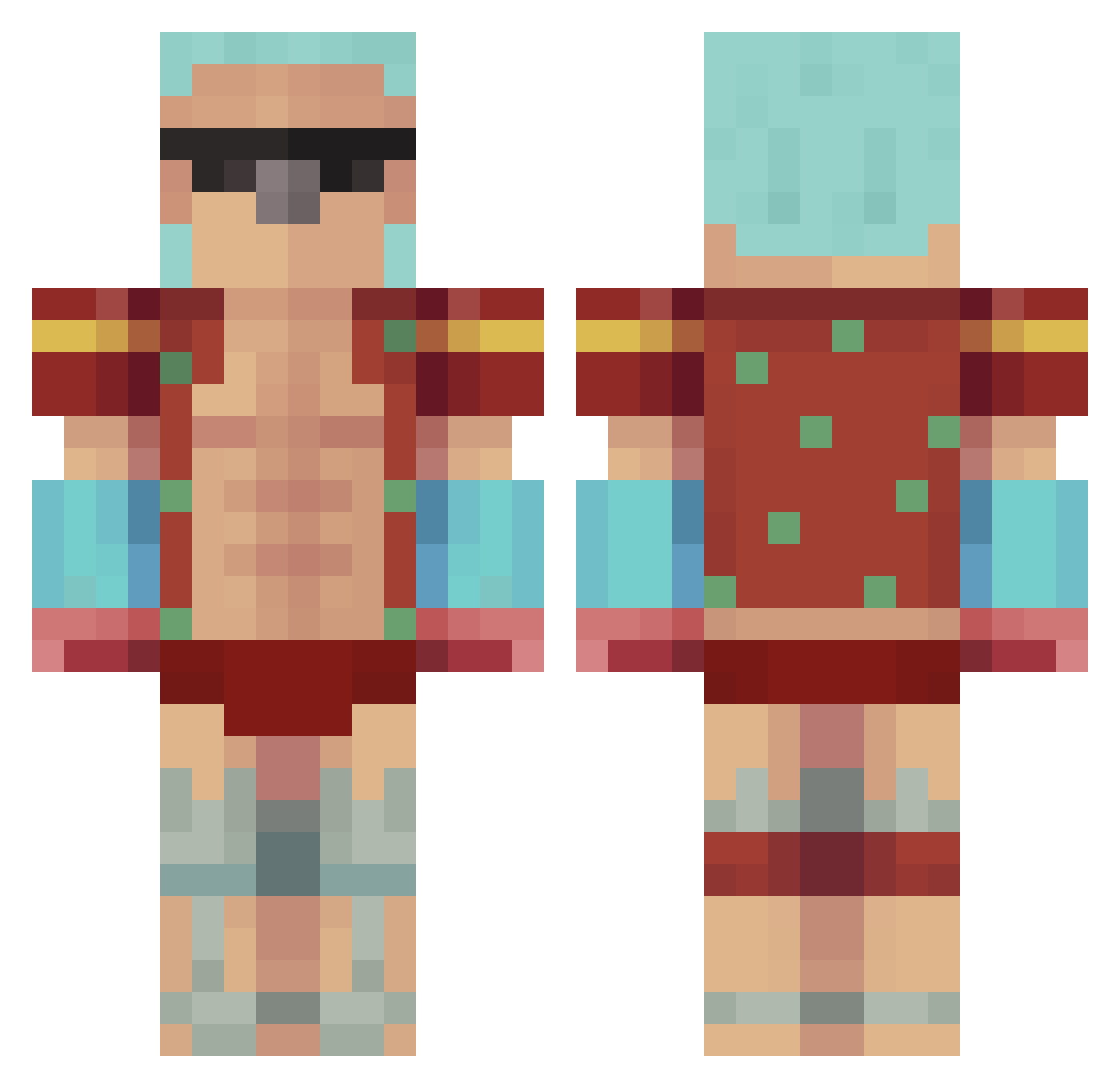 SimplyTopTrash Minecraft skin, front and back view
