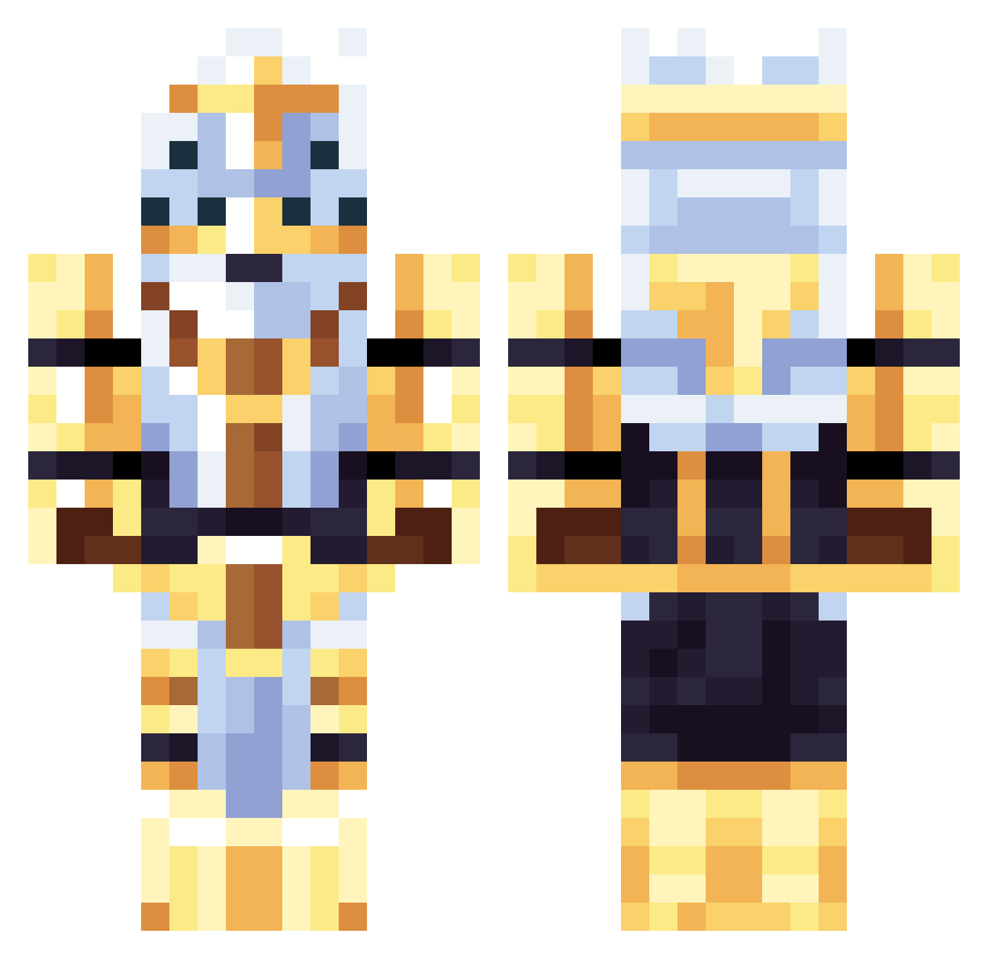 Redoun Minecraft skin, front and back view